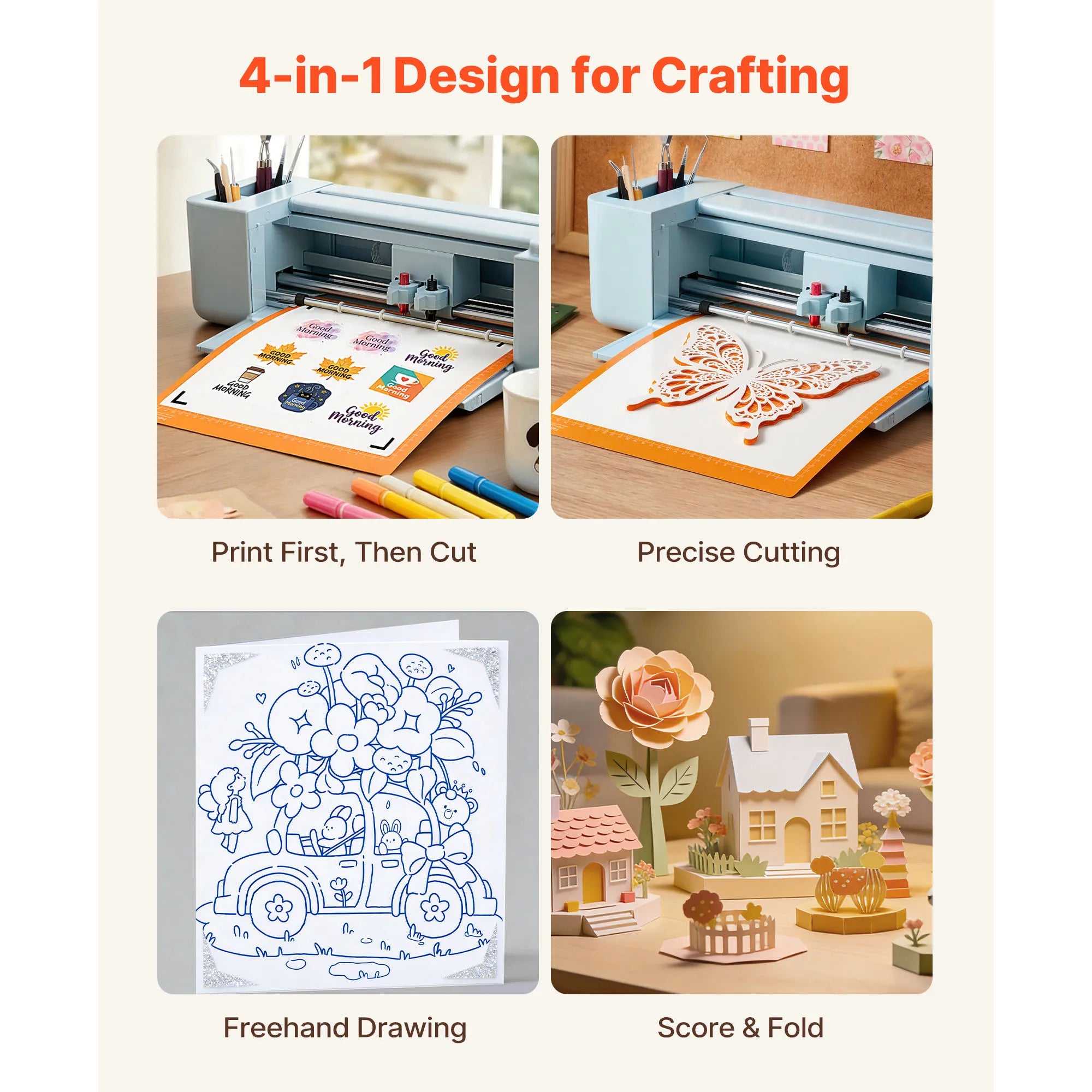 SucceBuy Vinyl Cutting Machine 12 in Button Screen Controlled Vinyl Cutter 5000+ Built-in Design Resources Creating Crafts Cards