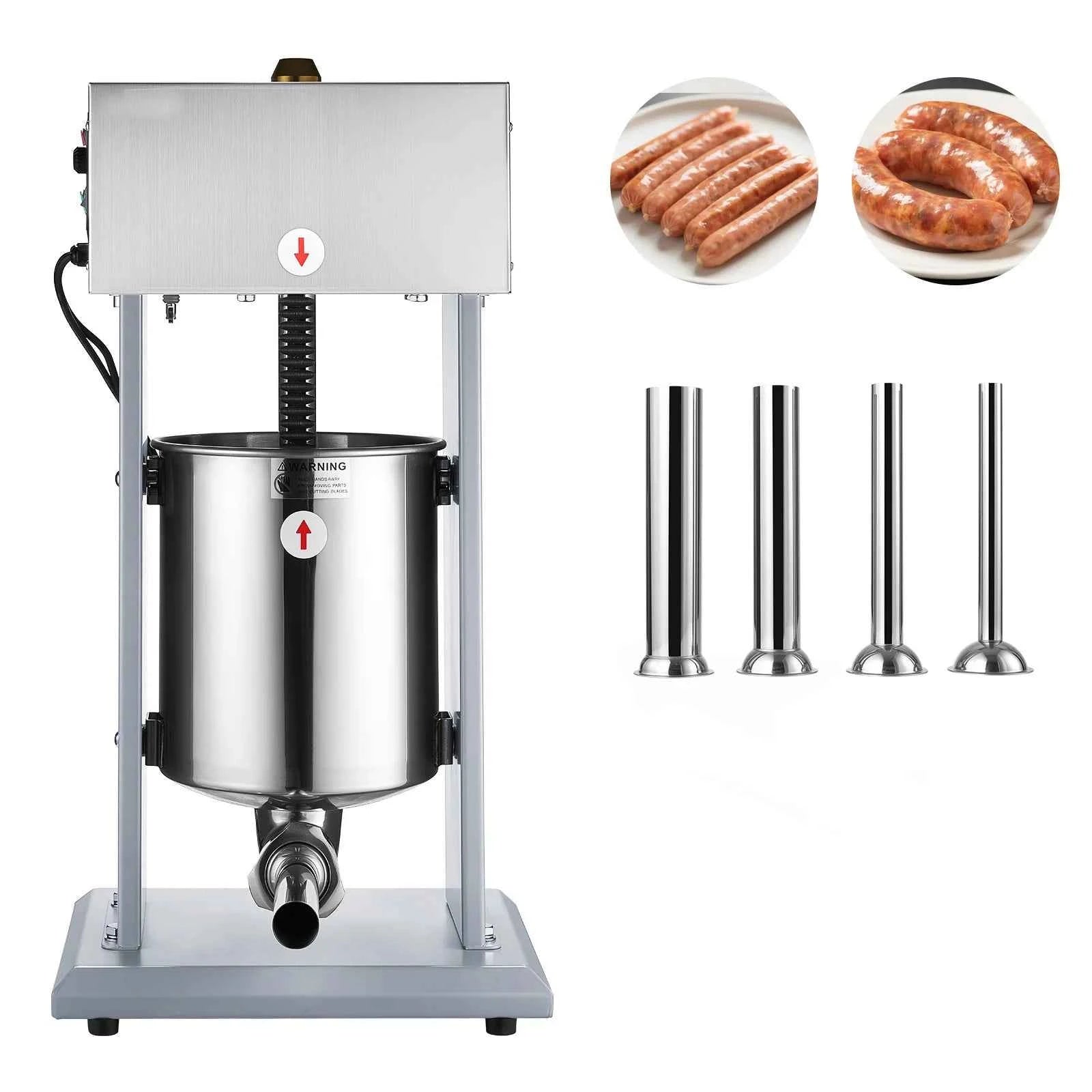 Electric Sausage Stuffer 10L Vertical Meat Filler with 4 Tubes