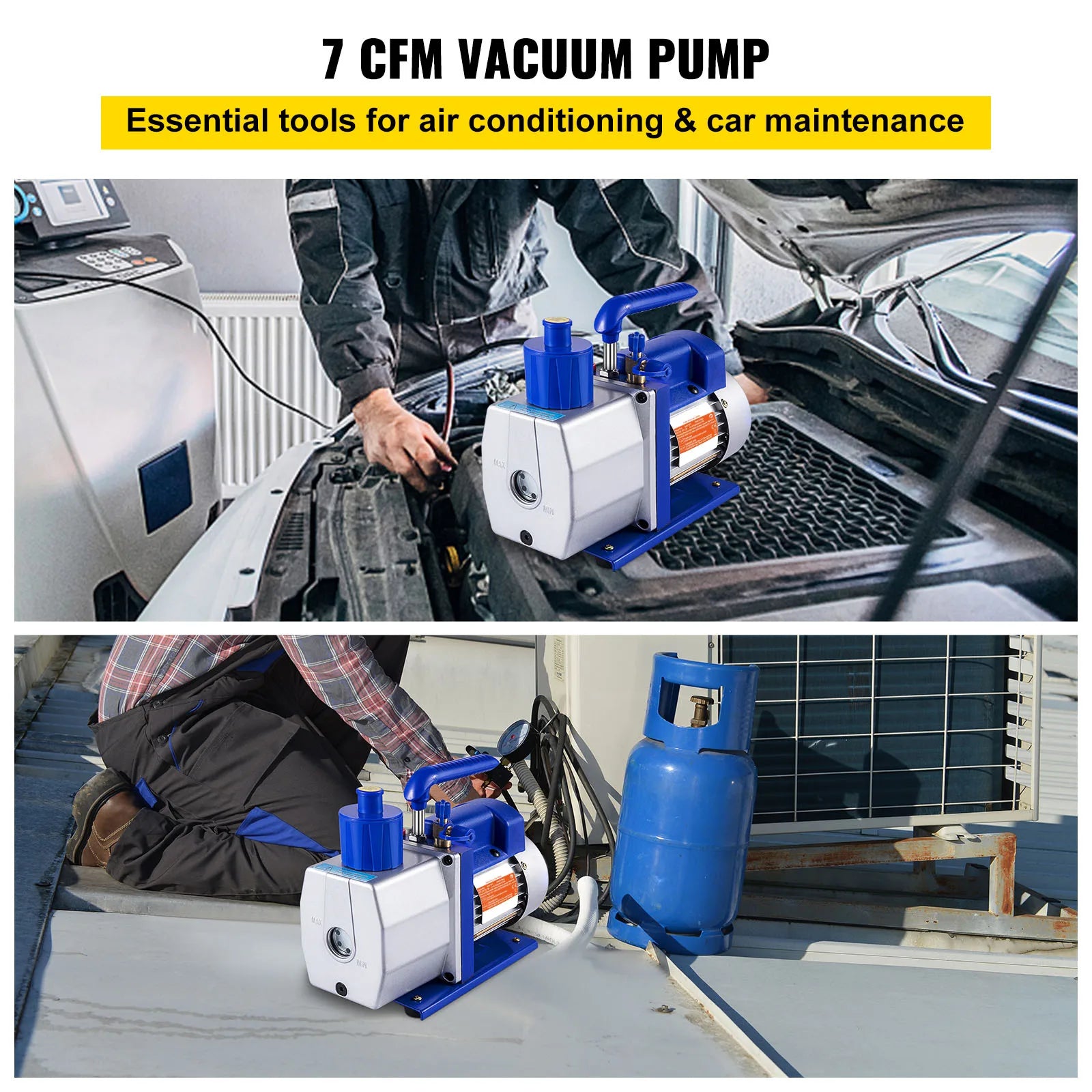Pompe à vide 7 CFM 1/3 HP à un étage pour réfrigérant HVAC AC
