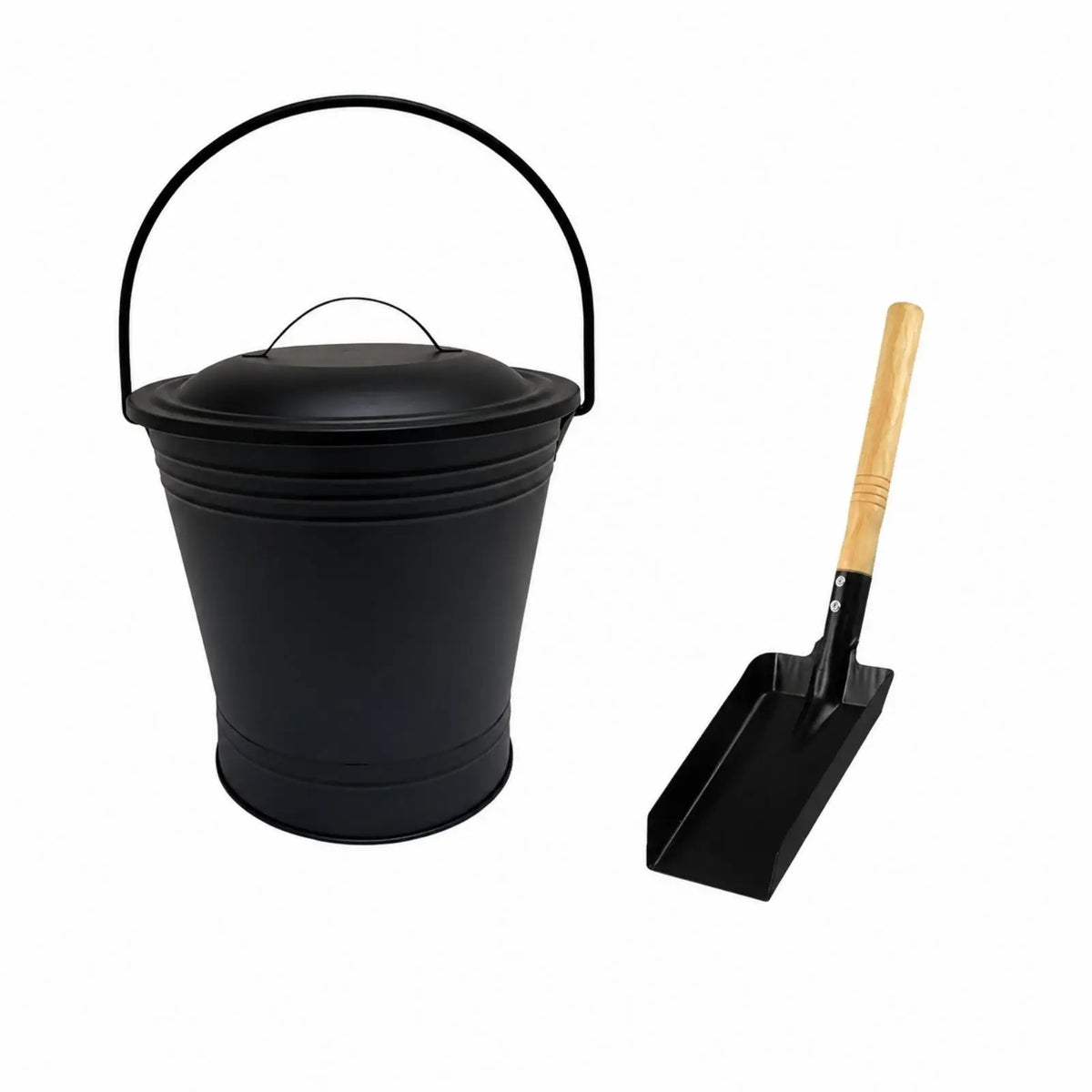 Lidded Fireplace Ash Bucket with Shovel, 11 L