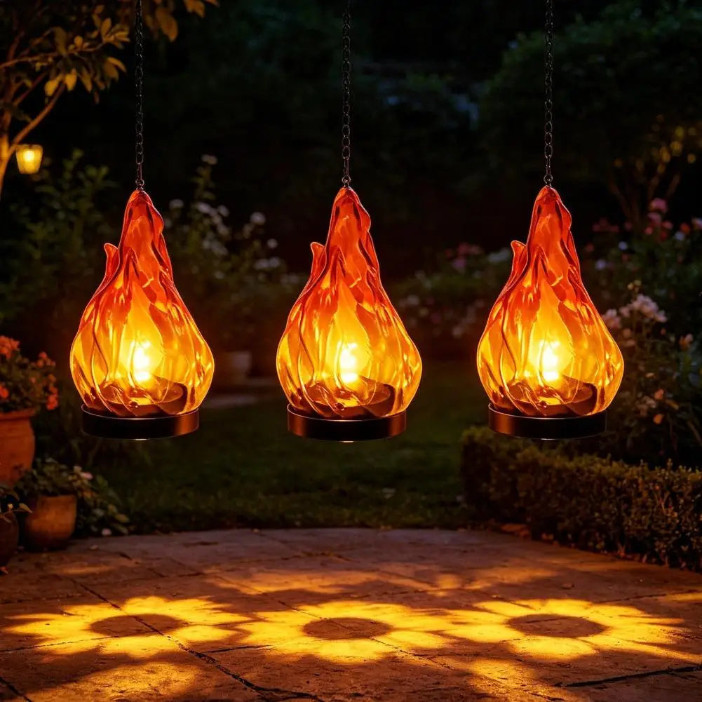 Flame-Effect Hanging LED Lantern with Chain