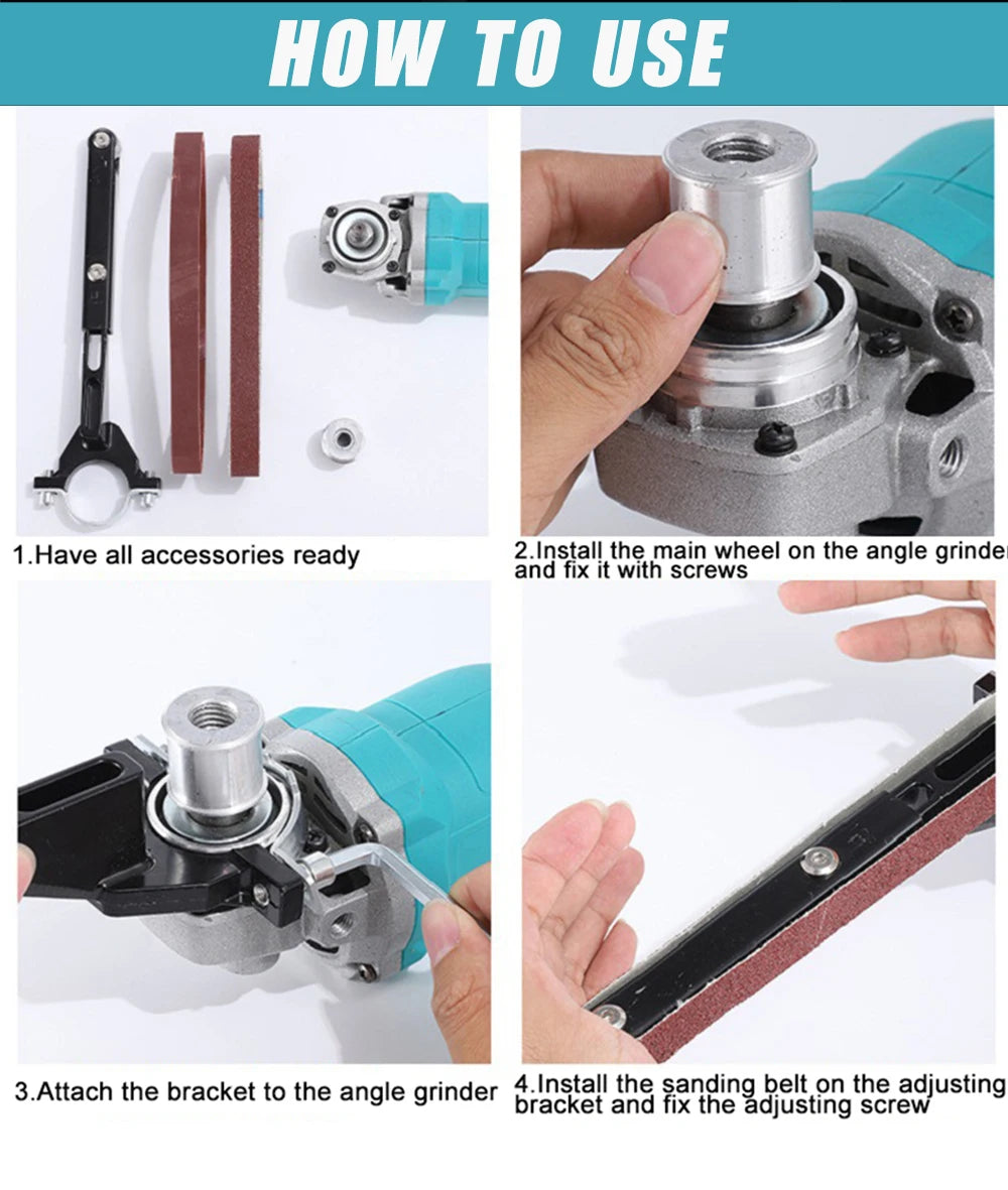 Belt-Sander Attachment for Matching Angle Grinders