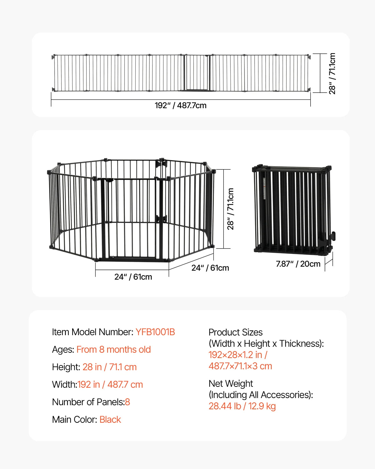 Pressure Mount Baby Gate 28–36 Inches High