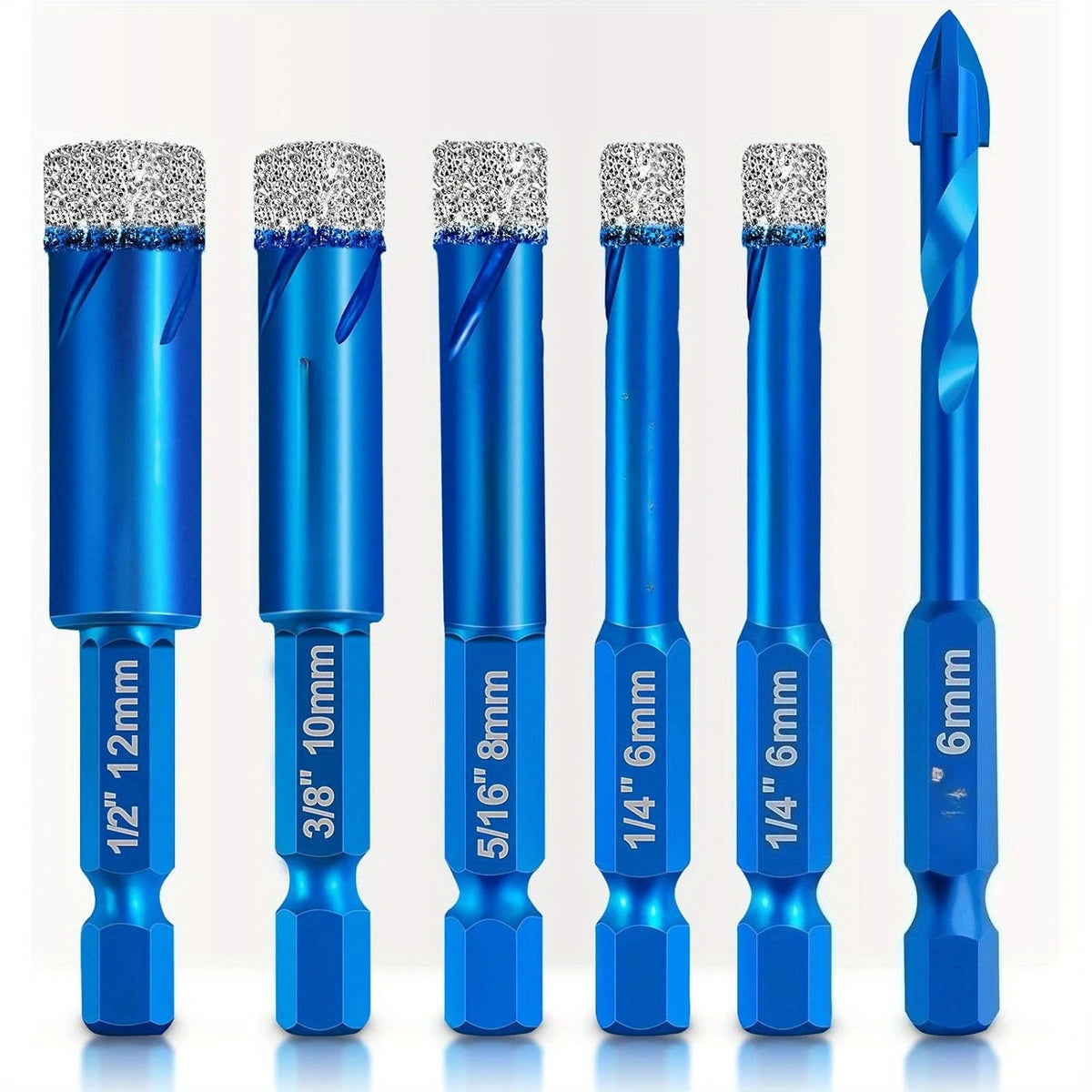 6pcs Drill Bit Set for Hard Tiles Ceramic Porcelain Stoneware Marble Granite