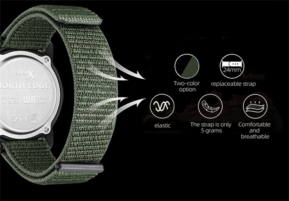 NORTH EDGE 2026 TERRAX Herrenuhr Digitaluhr Outdoor-Sport Schwimmen Wasserdicht 50M Stoppuhr Countdown Elektronische Uhr Für Herren