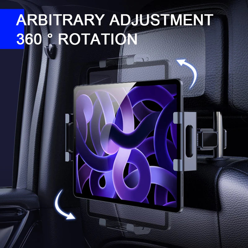 SEAMETAL Telescopic Tablet Holder Stable Seat Headrest Phone Mount 360-Degree Rotation Phone Holder Universal for 4-12.9in iPad