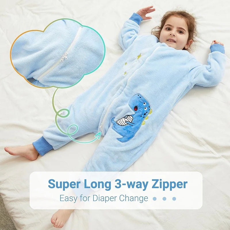 Cartoon Flannel Sleepsack Pajamas for Kids