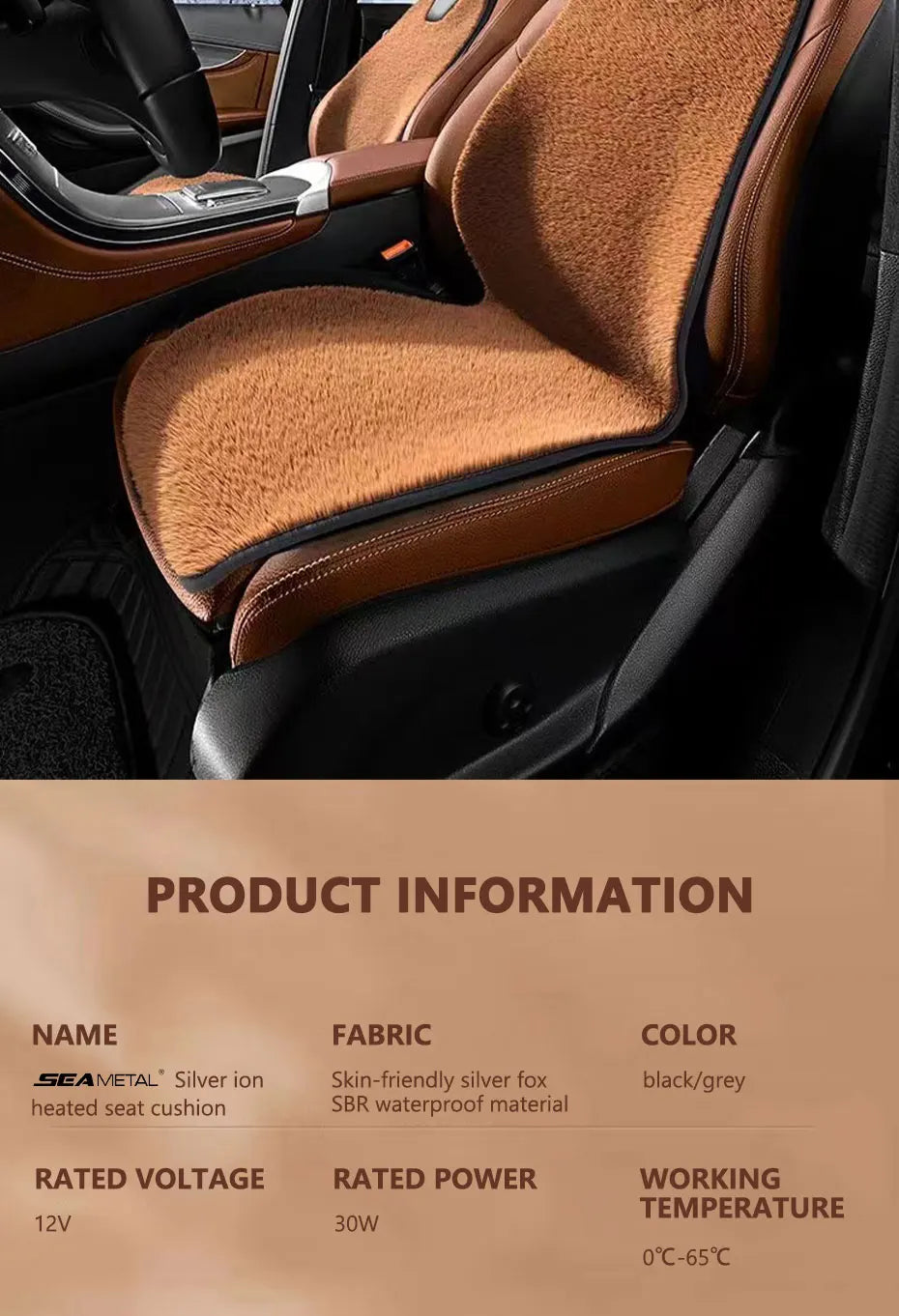 SEAMETAL Heating Car Seat Cushion DC 12V Quick Heating Car Seat Heater Winter Thermal Plush Seat Cushion Universal for Sedan/Suv