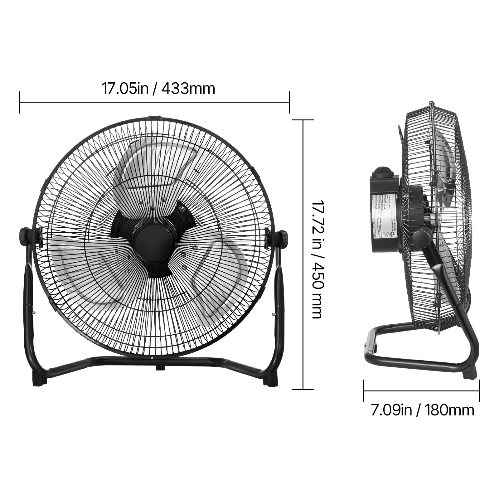 Industrie-Bodenventilator mit hoher Luftgeschwindigkeit 4800 CFM, 3-Gang-Neigefunktion
