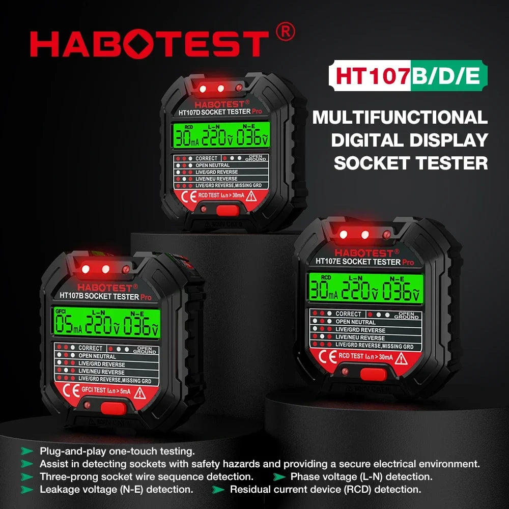 Socket Wiring Tester with Plug and Model Options