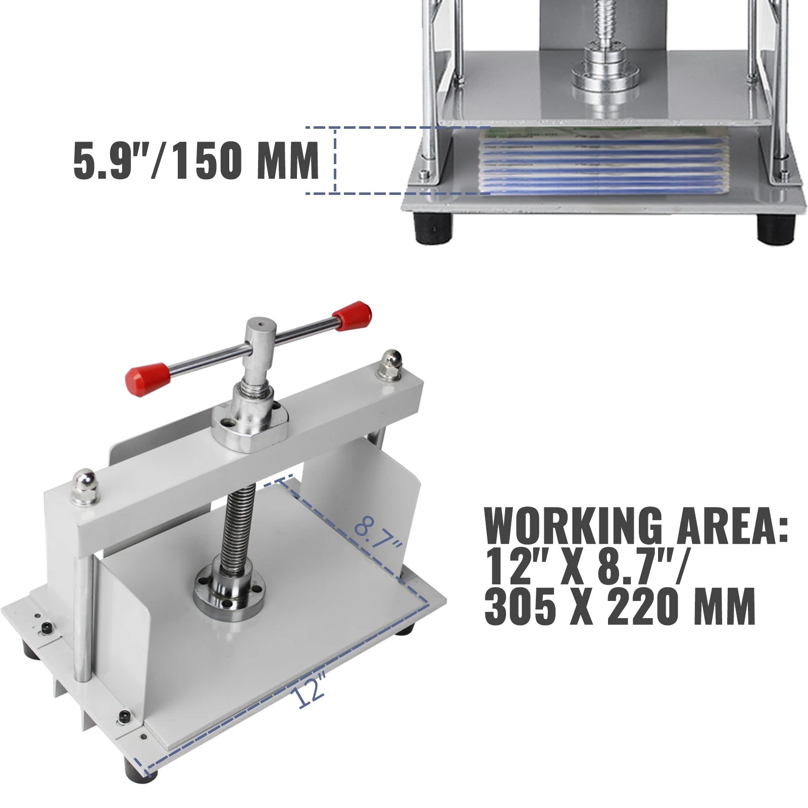 SucceBuy ruční papírovací lis na papír 12x8,6 in pro A4 papír, tloušťka 10 cm, ocelová rámová konstrukce, lis na papír, knižní lis Papermaking Book Press