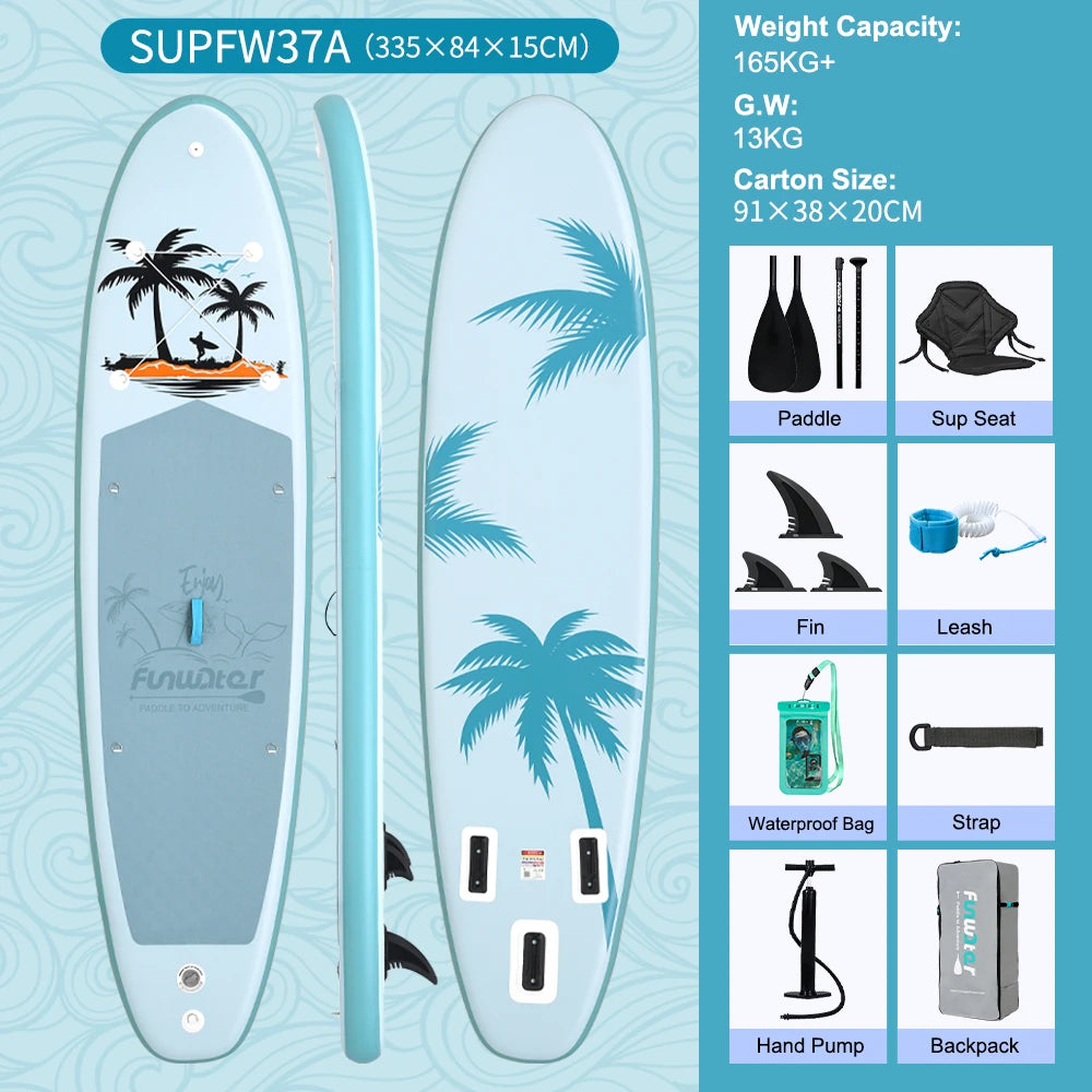 FunWater Inflatable Stand Up Paddle Board Paddling Board Surfboard Surf Sup Board 320-385CM Non-Slip Water Sport Paddle Board