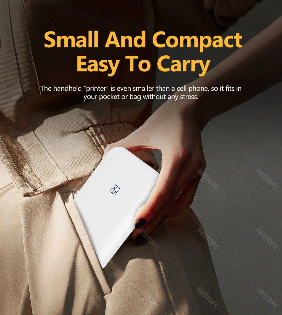 MT53 Color Photo Portable Printer Mobile Phone Mini Handheld Pocket Wifi Bluetooth Printing Machine 2x3 inch Sticky-Backed Paper