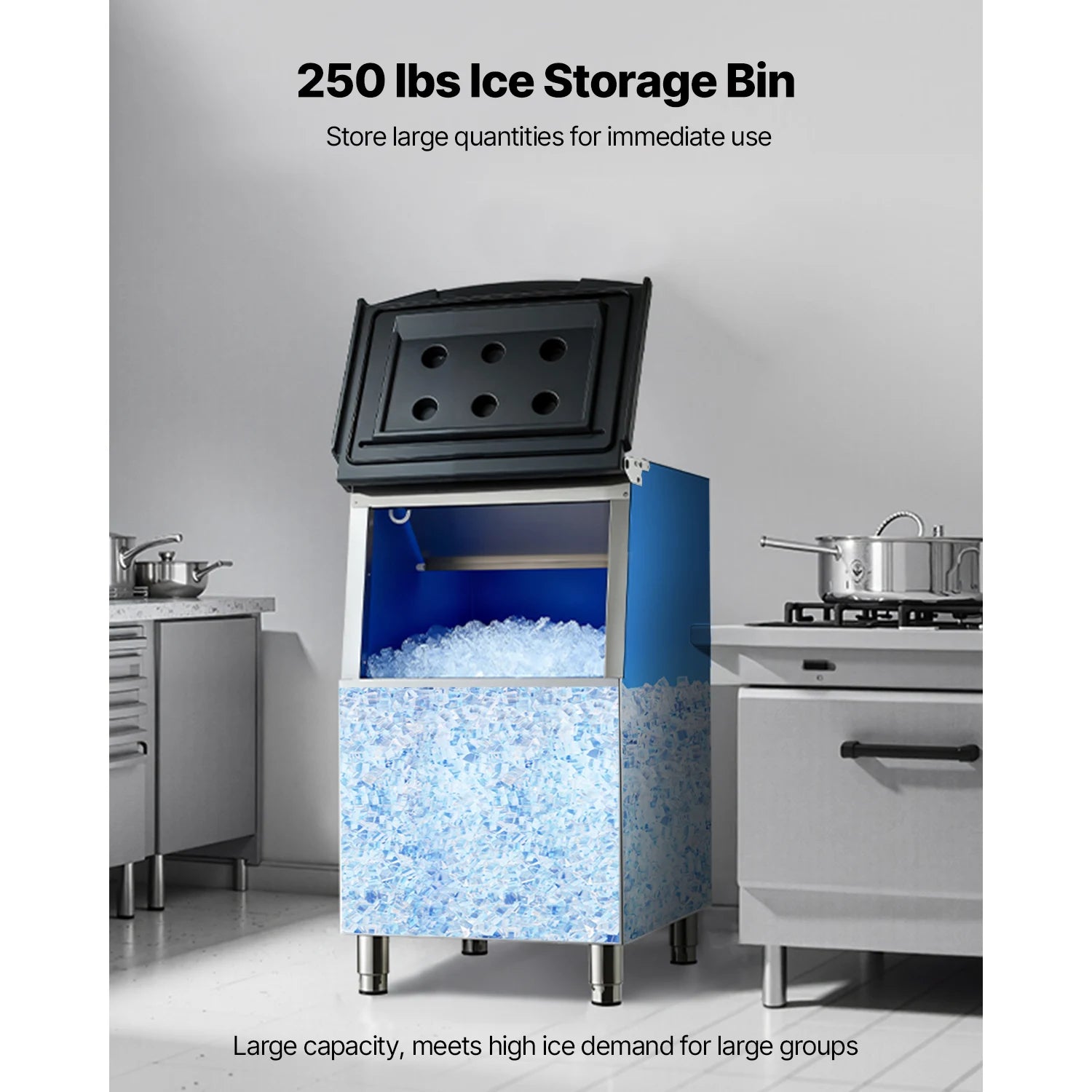 Machine à glaçons commerciale 250LB avec bac de stockage et filtre à eau