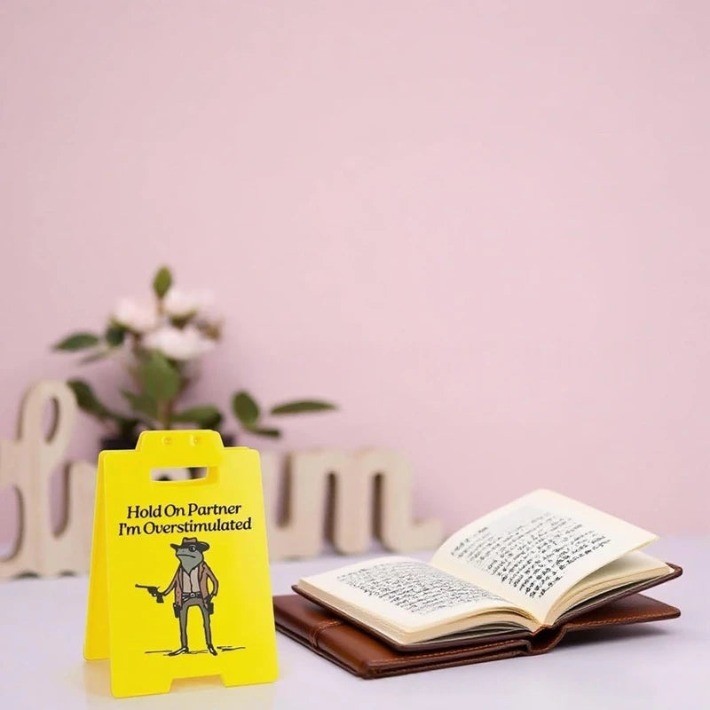 Novelty Yellow Desk Sign, Four Message Options
