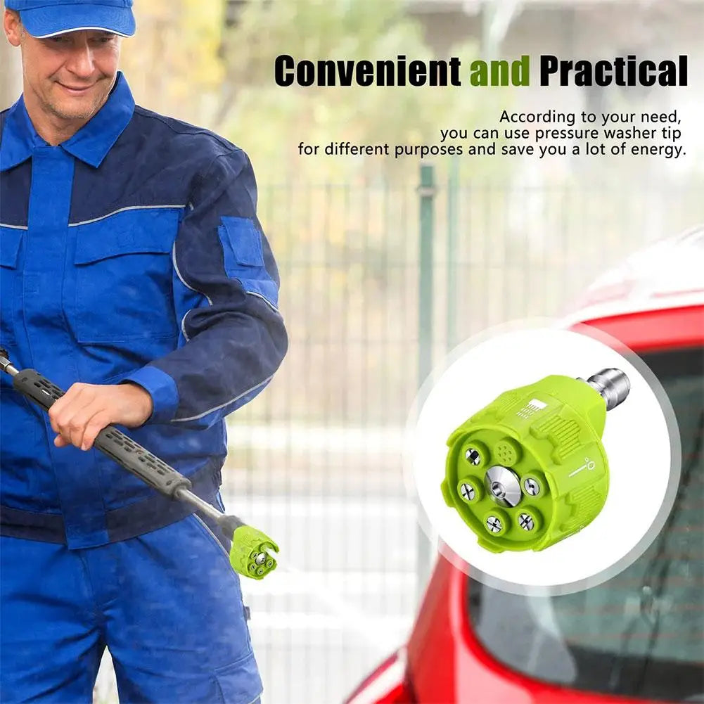 6 in 1 Quick Change-Over Nozzle 4000Psi High Pressure Washer Spray Nozzle 0 15 25 40 65 Degree Rotation Watering Nozzle