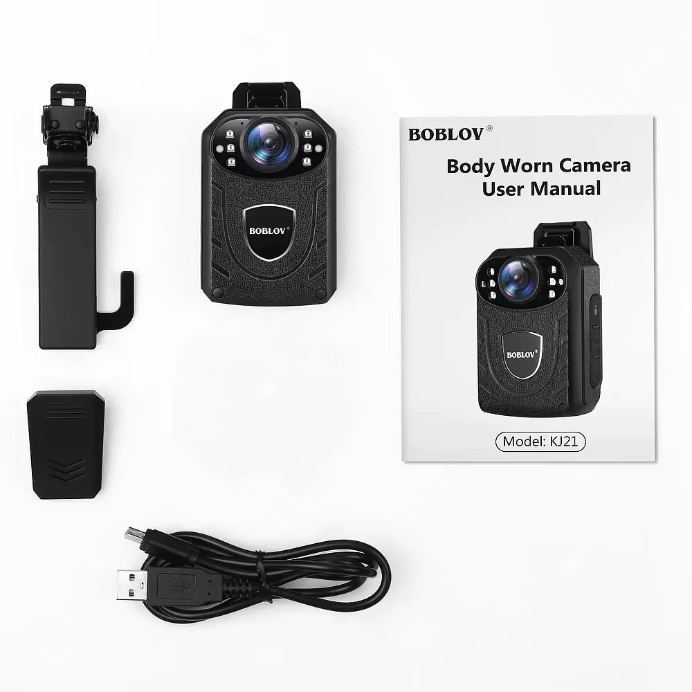 BOBLOV KJ21 Body Camera 1296P HD IR Night Vision, 170° Police Security DVR, Wearable Mini Camcorder for Evidence Recording