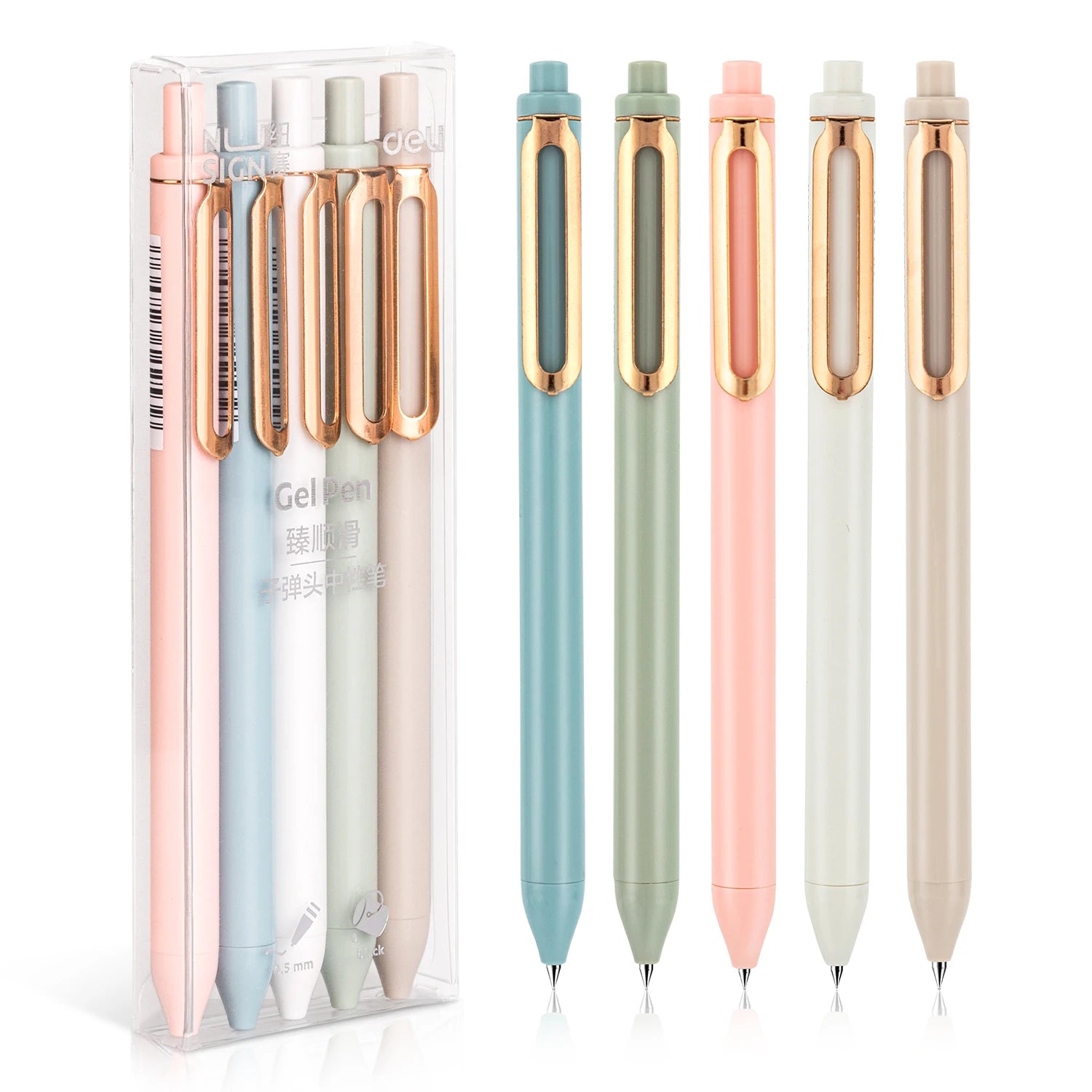 Set od 5 glatkih crnih gel olovaka 0,5 mm za školu i ured