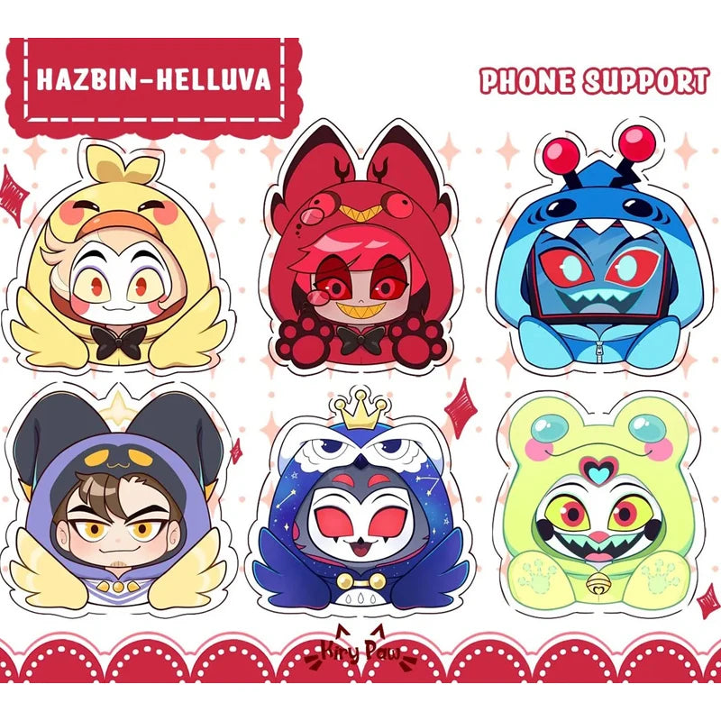 Phone Stand with Helluva Boss and Hazbin Hotel Artwork