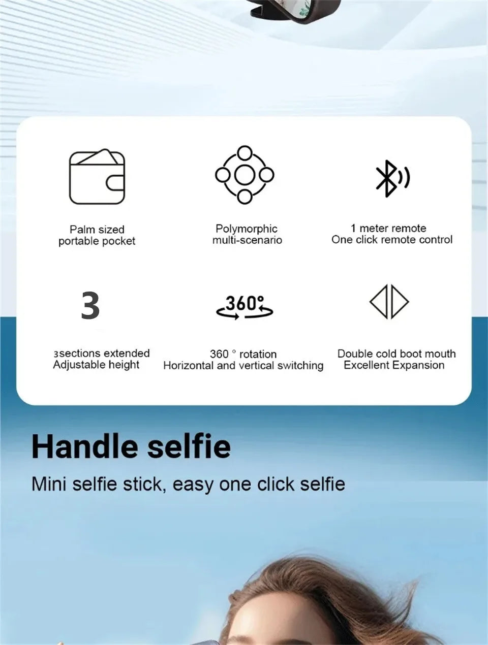 Treppiede Selfie Stick con Telecomando Bluetooth per Smartphone