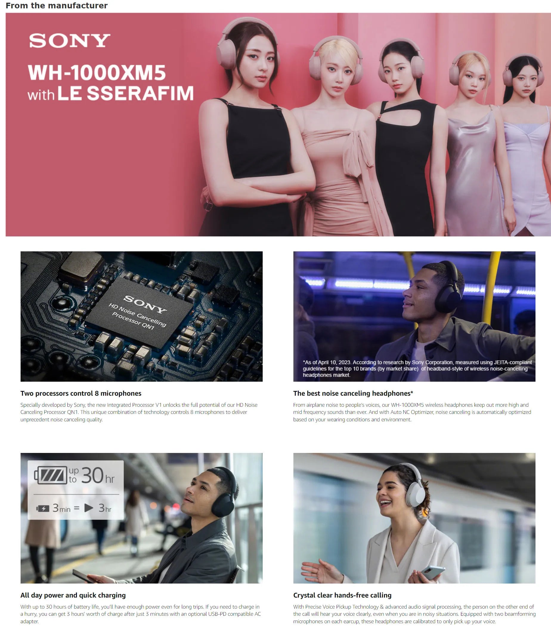 Sony WH‑1000XM5 trådlösa brusreducerande hörlurar