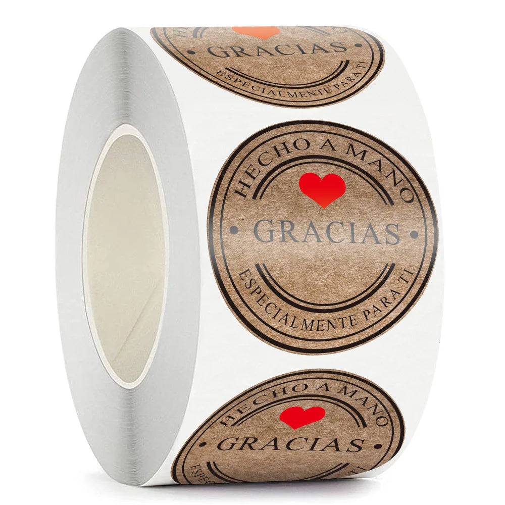 Kraft Gracias Thank You Labels Stickers
