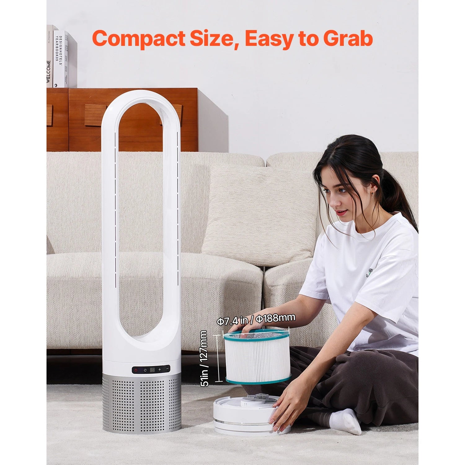 HEPA Replacement Filter for Tower Fan with Activated Carbon Layer