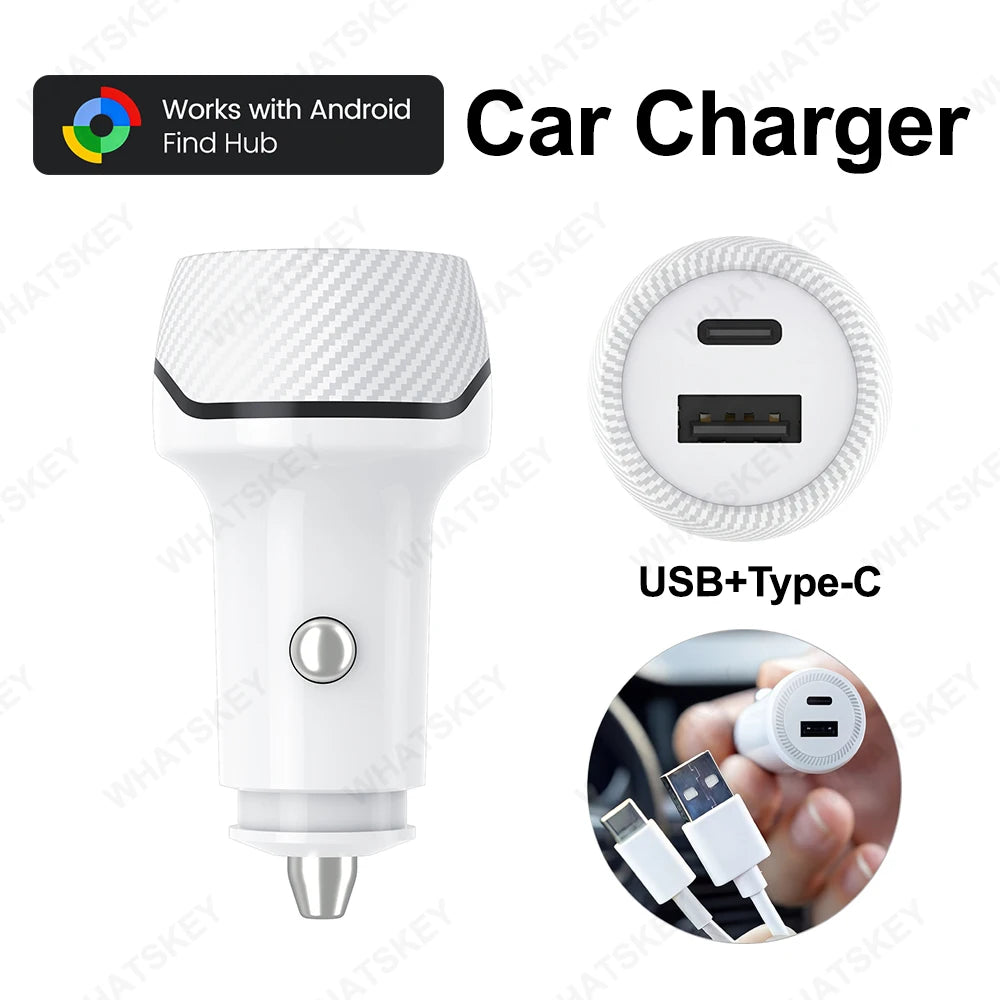 Car Charge GPS Locator Tracker Fast Charging USB Type C Car Charger Adapter Work With Android Google Find My APP Vehicle Tracker