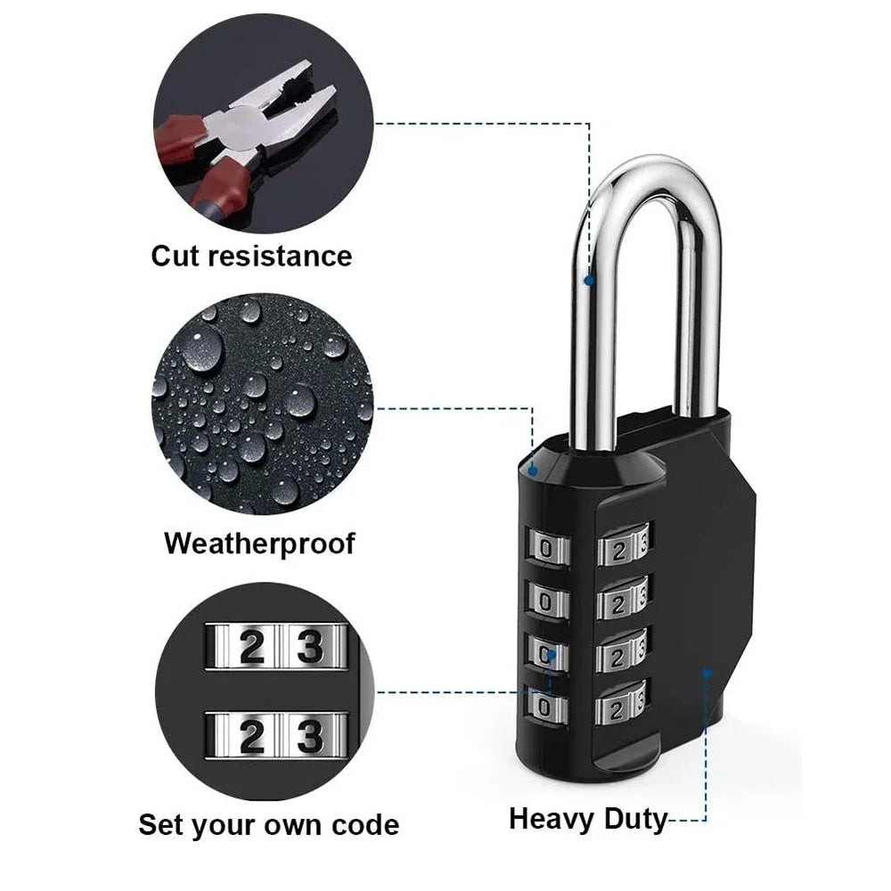 1pc Combination Lock Resettable 4 Digit Padlock with Combination Waterproof and Heavy Duty Combination Padlock Outdoor