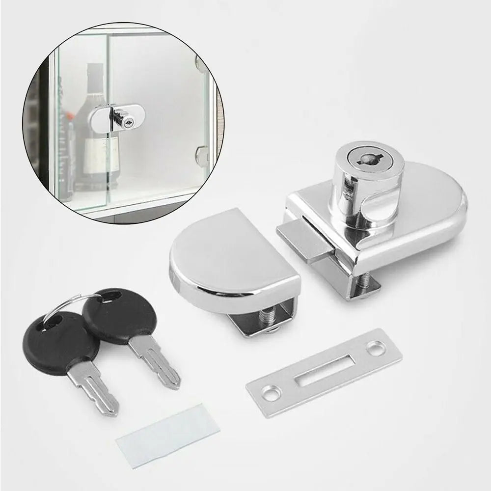Glass Cabinet Door Lock, Zinc Alloy, No Drilling
