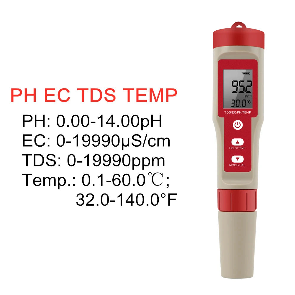 Digital Water Tester - pH, EC and TDS Options
