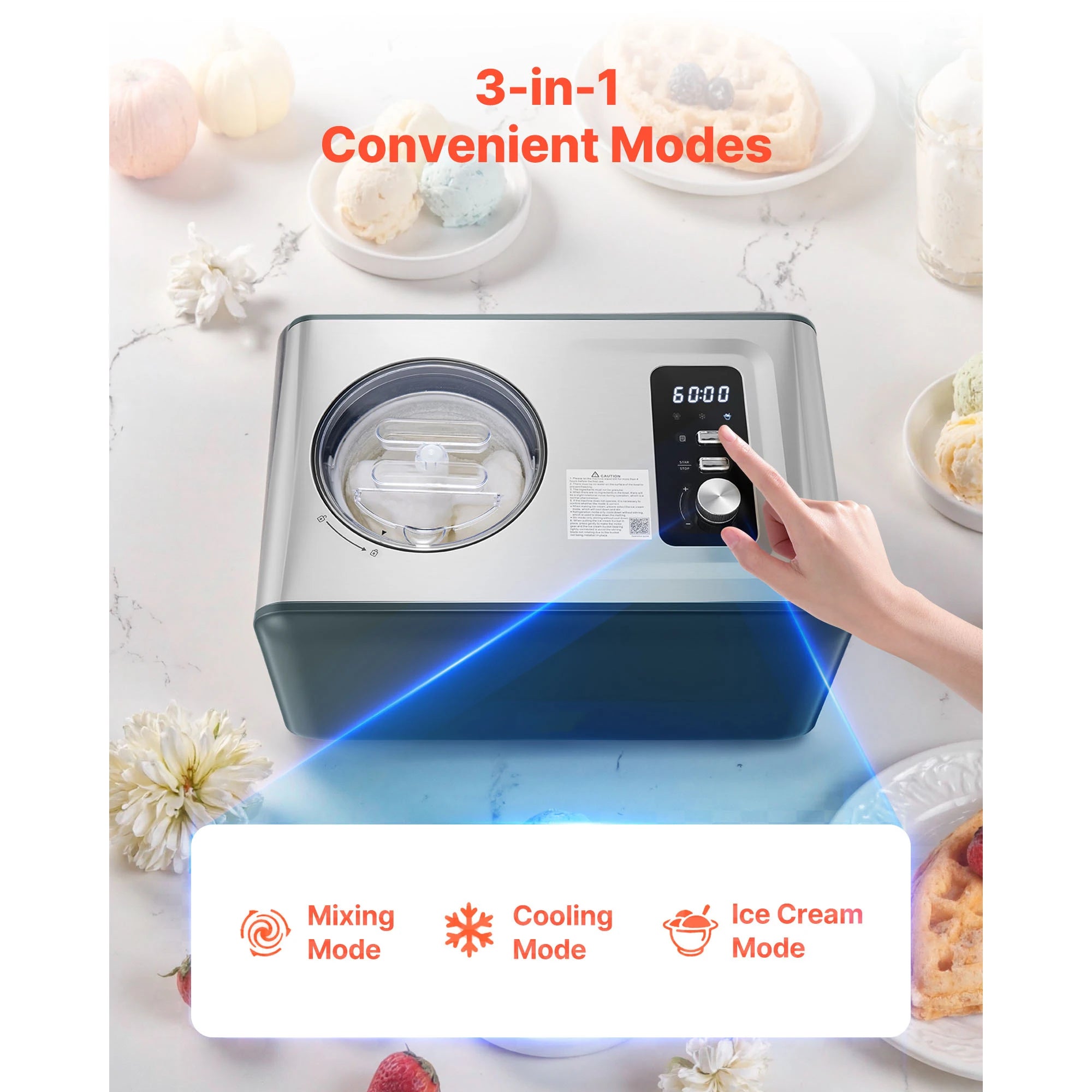 Machine à glace automatique avec compresseur 1,5 QT sans pré-congélation