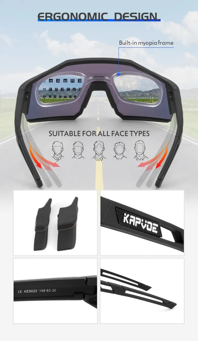 Kapvoe Cycling Glasses Polarized MTB Road Bike Glasses UV400 Protection Sunglasses Ultra Light Sport Eyewear Equipment