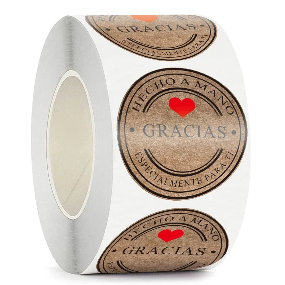 Kraft Gracias Thank You Labels Stickers