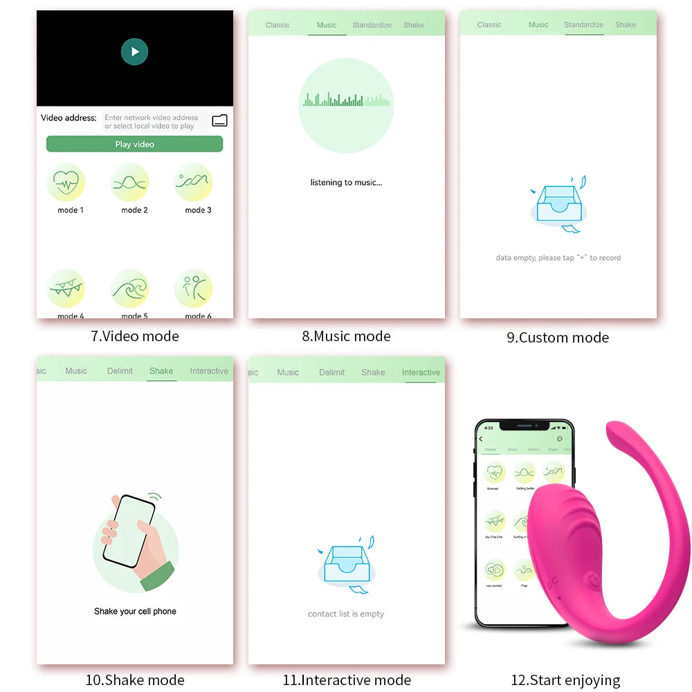Œuf vibrant portable contrôlé par application avec 9 modes pour couples