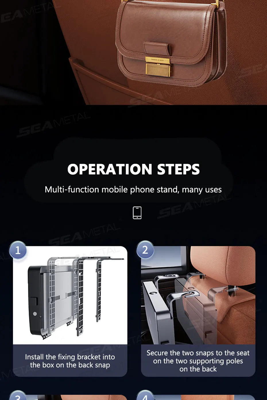SEAMETAL Foldable Car Seat Tray Table Portable Compact Vehicle Back Seat Table for Kids Stable Backseat Snacks Tray/Drink Holder