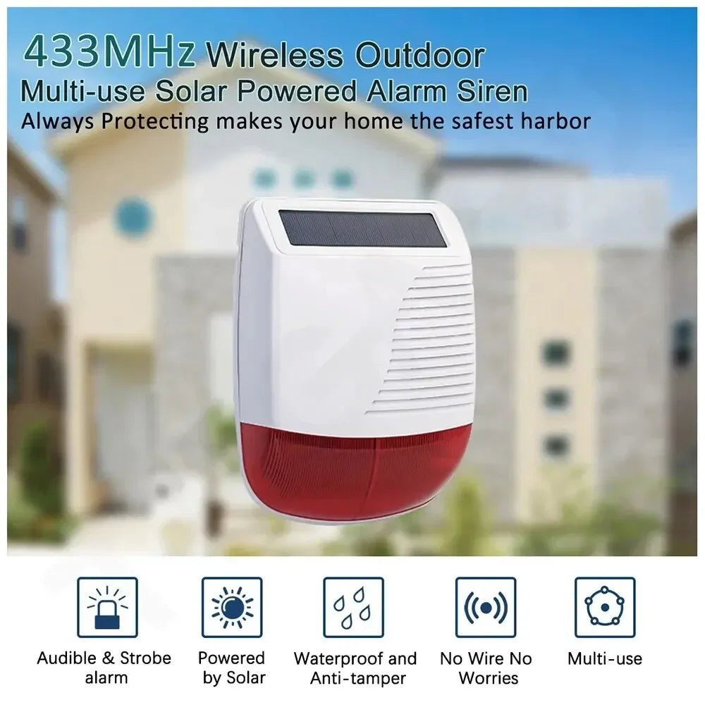 433MHz Solar-Assisted Outdoor Alarm Siren
