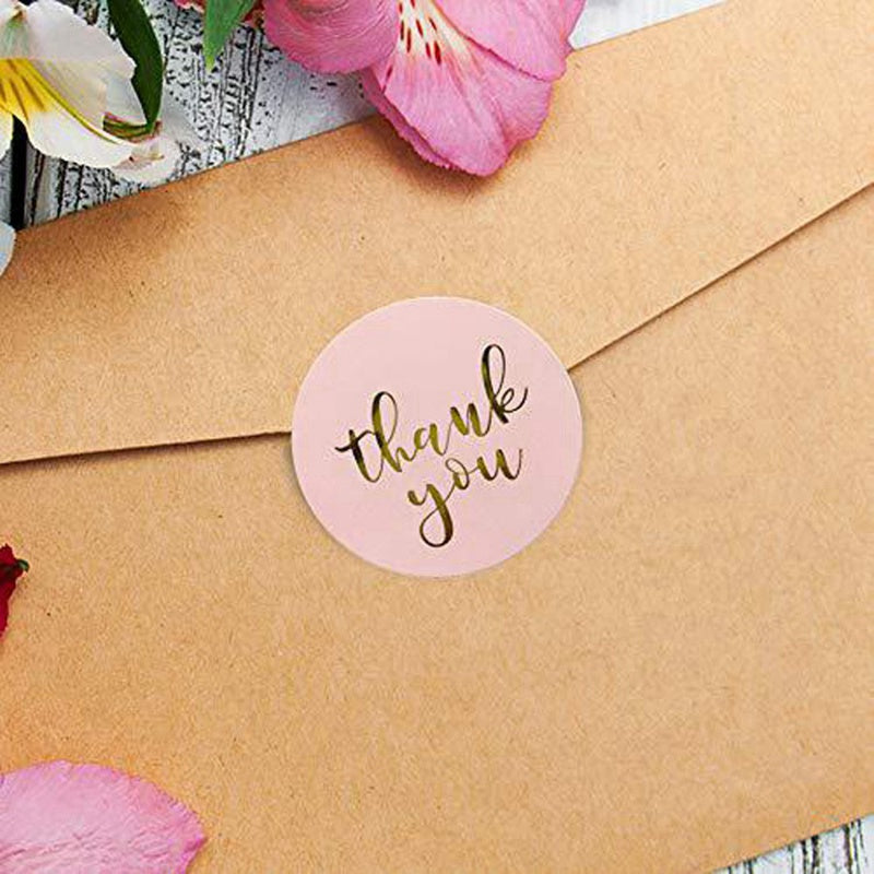 500Pcs 25mm Gold Pink Black Thank You Stickers Kraft Paper Sticker for Baking Wedding Decor Birthday Party Gift Sealing Sticker