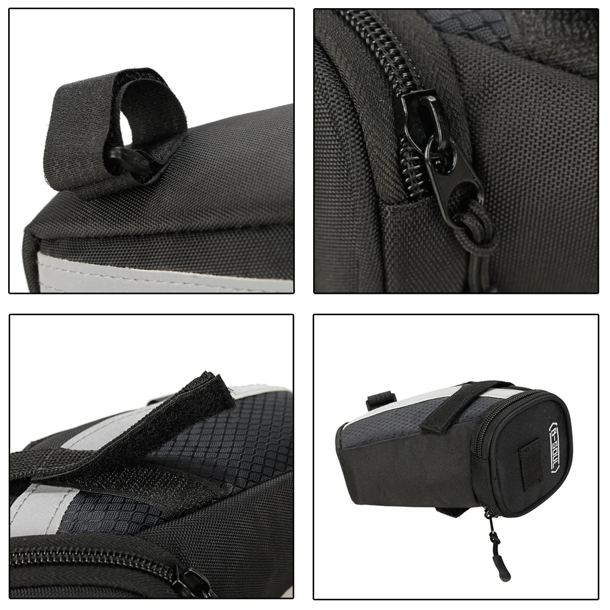 Bike Saddle Bag 1L Small Storage Black Cycling Seat Tail Rear Pouch Bag Accessory Kit Tool Reflective Cycling Accessories