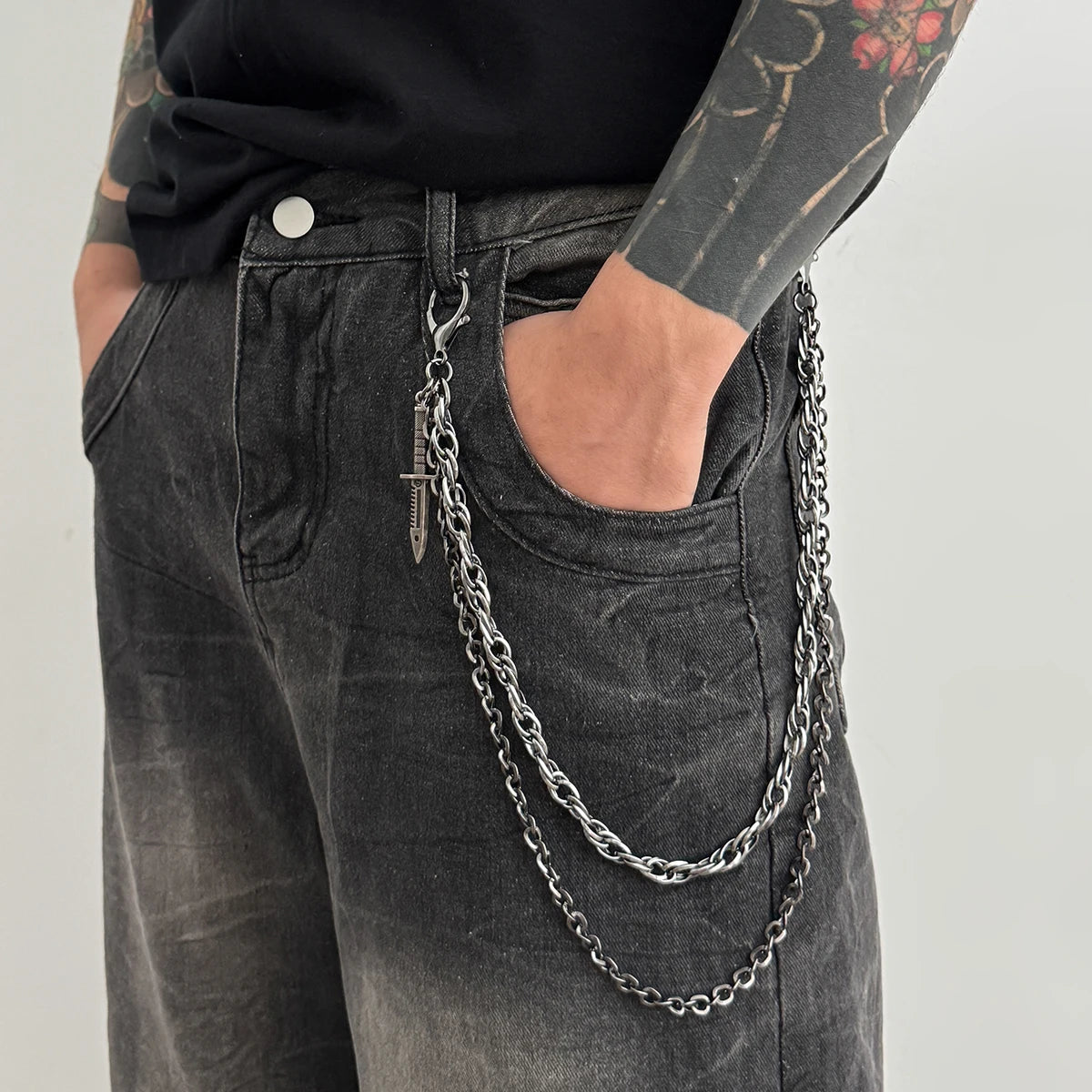 Salircon HipHop Goth Δημιουργικό Π pendant Keychain Μέση ζώνη άνδρες γυναίκες vintage πορτοφόλι παντελόνι hipster κουλούρα Halloween κοσμήματα