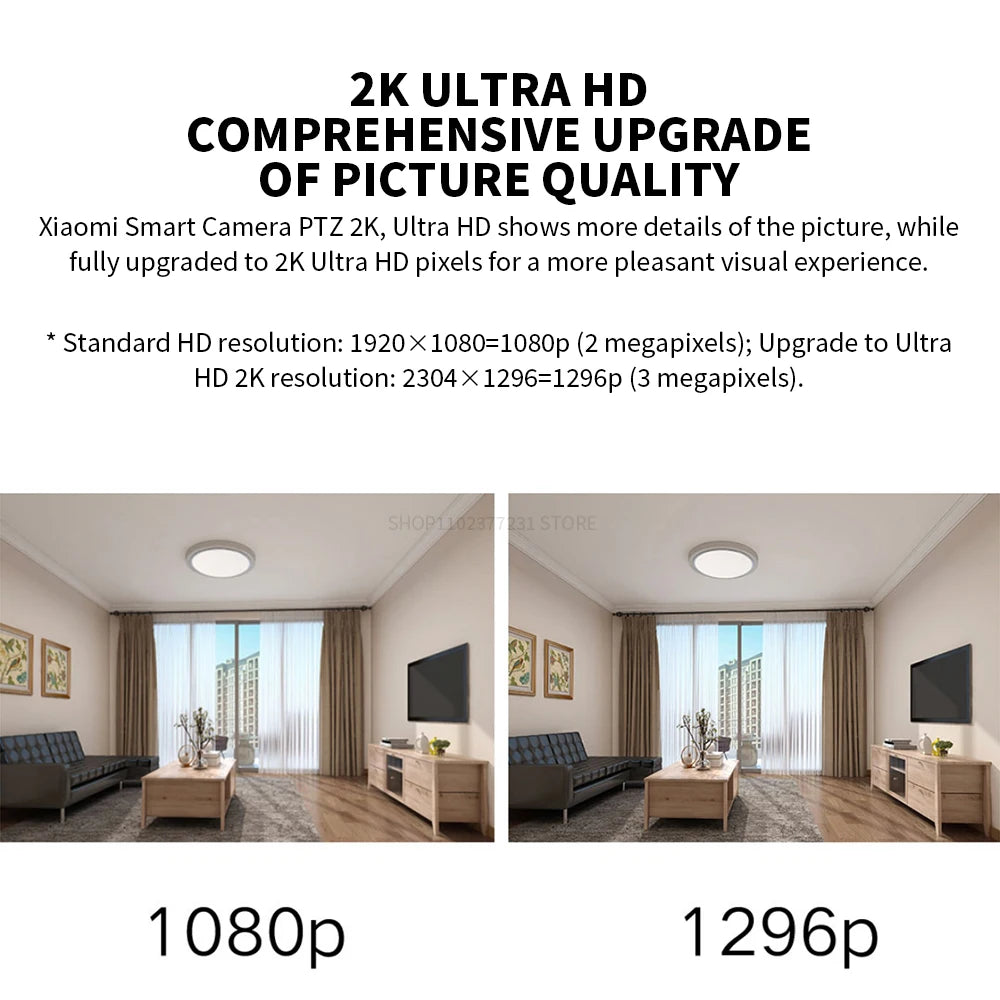 360° Smart Home Security Camera 2K PTZ 3MP Night Vision