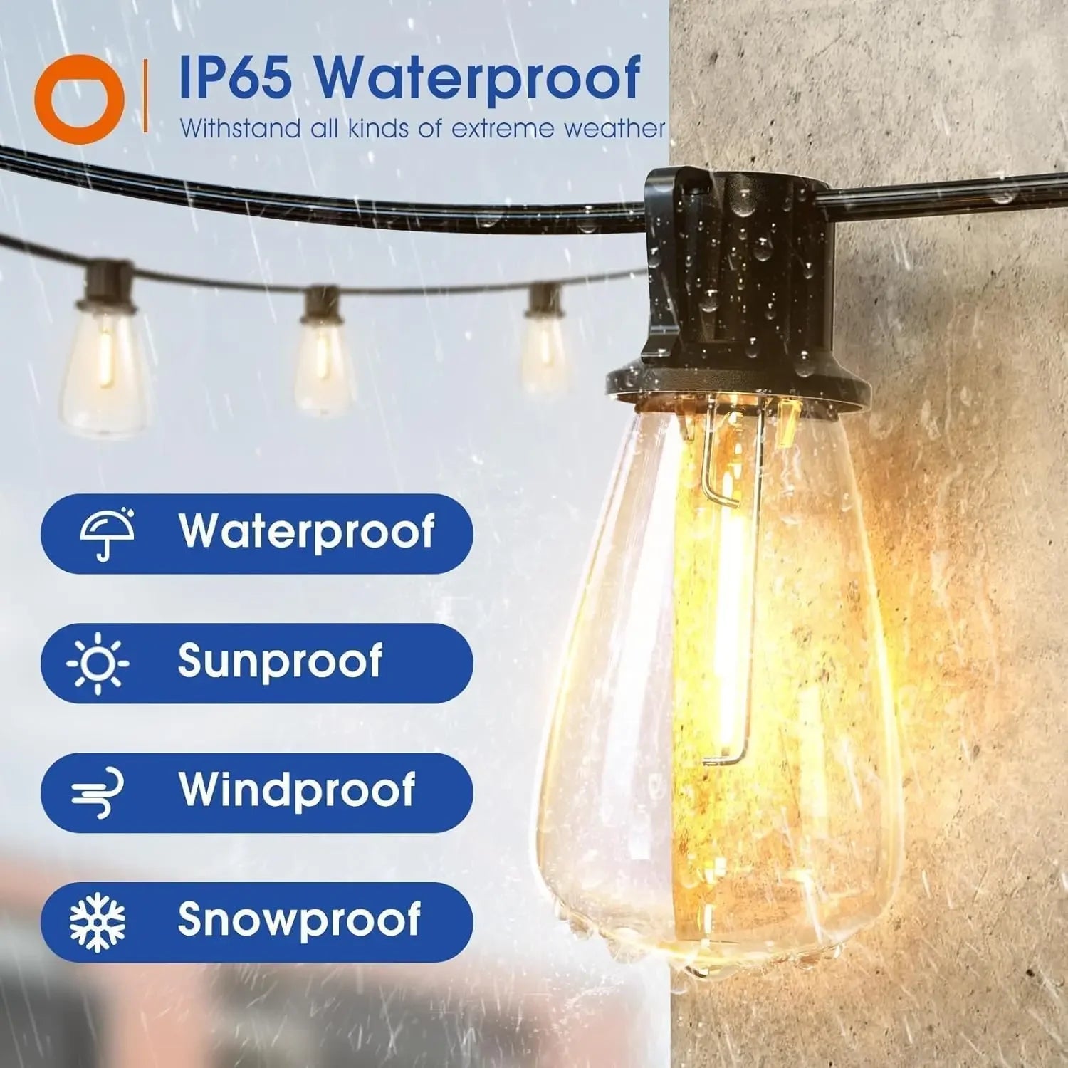 Luci a stringa LED da esterno impermeabili da 150 piedi per patio