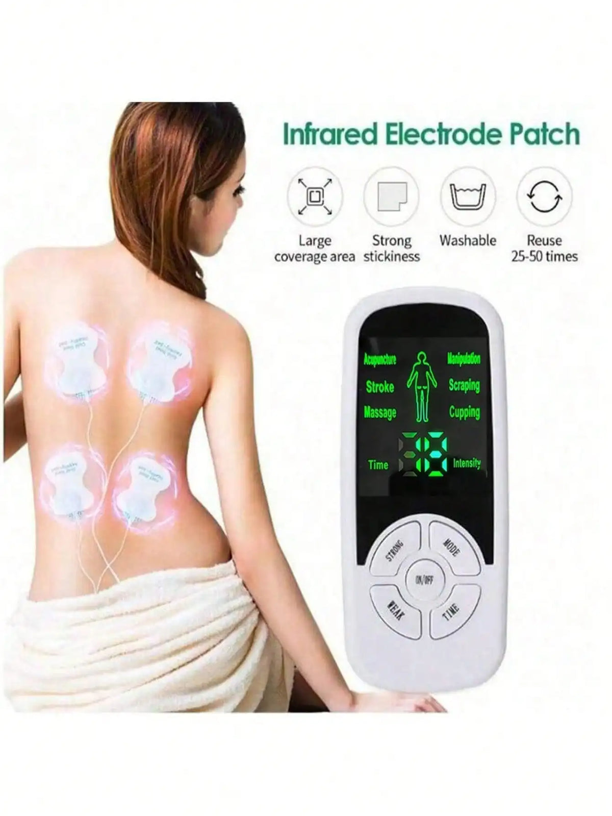 Digital Pulse Massager with 4 Electrode Pads, 6 Modes