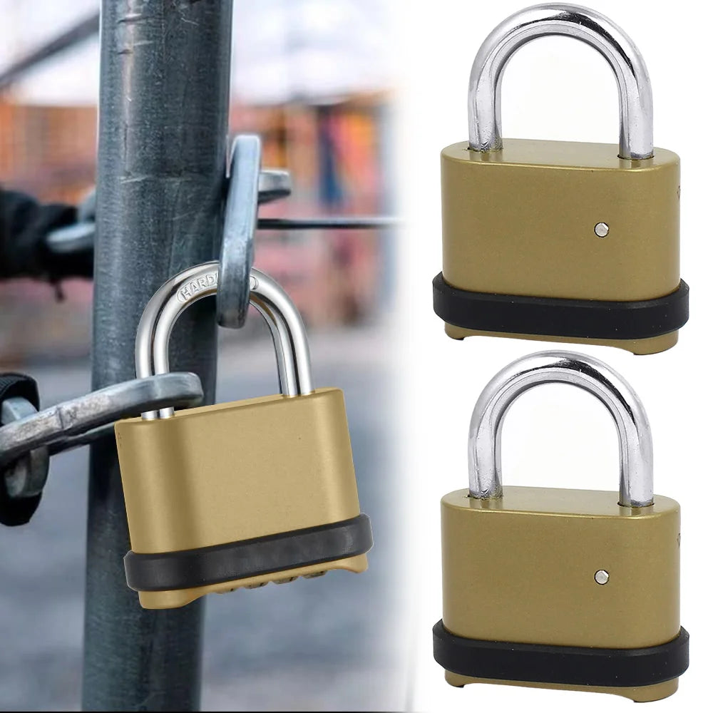 2PCS Waterproof 4-Digit Combination Lock - Durable Zinc Alloy Padlock for Gym Lockers, Toolboxes, Gates & More