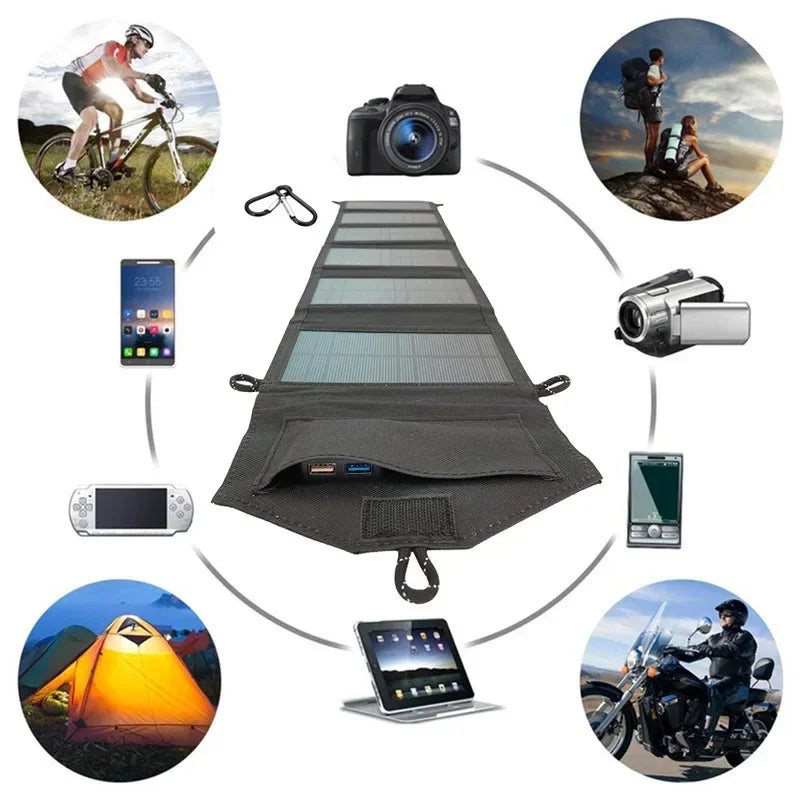 Panel solar plegable 6 pliegues 800W Panel solar portátil 20w/h Cargador rápido USB 5V DC Fuente de energía móvil solar 24/7