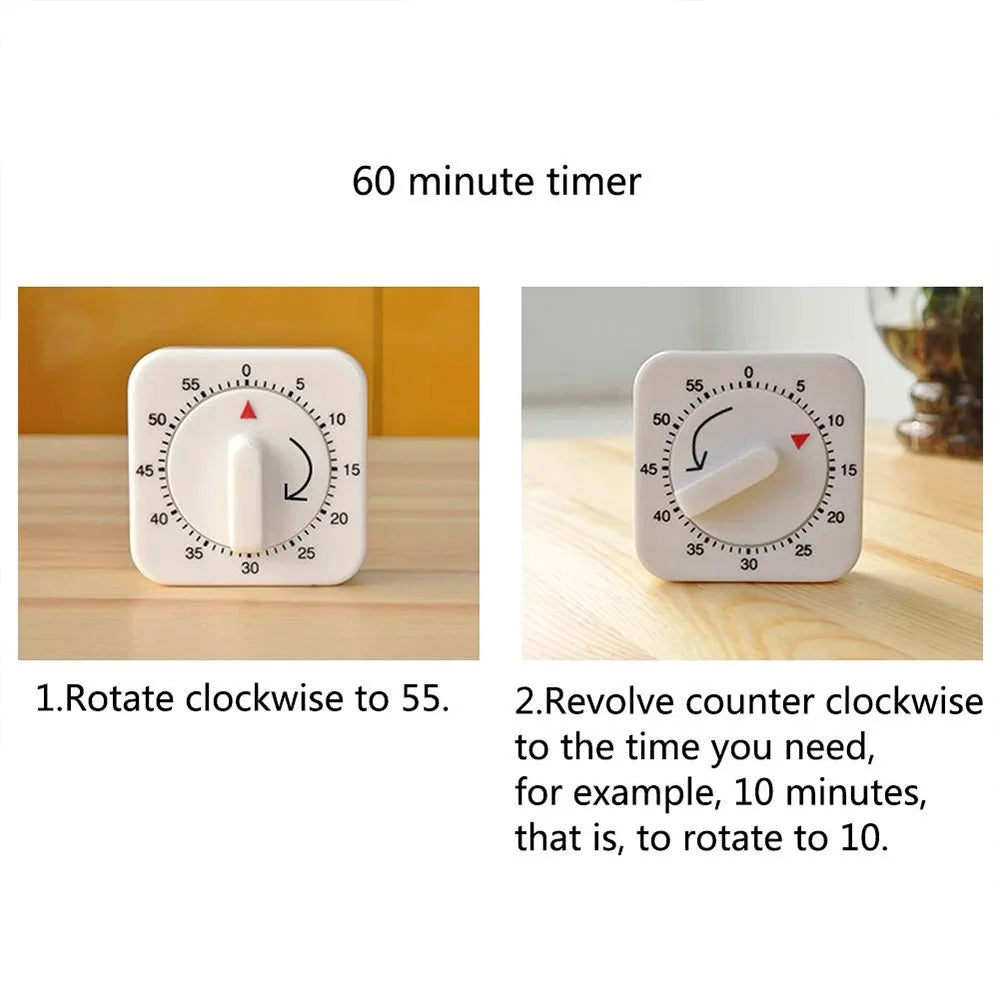 Wind-Up Kitchen Timer, Mechanical 60-Minute Dial, 4 Styles