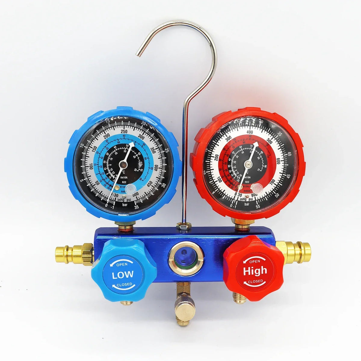 NEW Car Air Conditioning Pressure Manifold Gauge Hose Kit R22 R-410A R-134a R-404A Refrigerant Pressure Gauge Set Storage Box