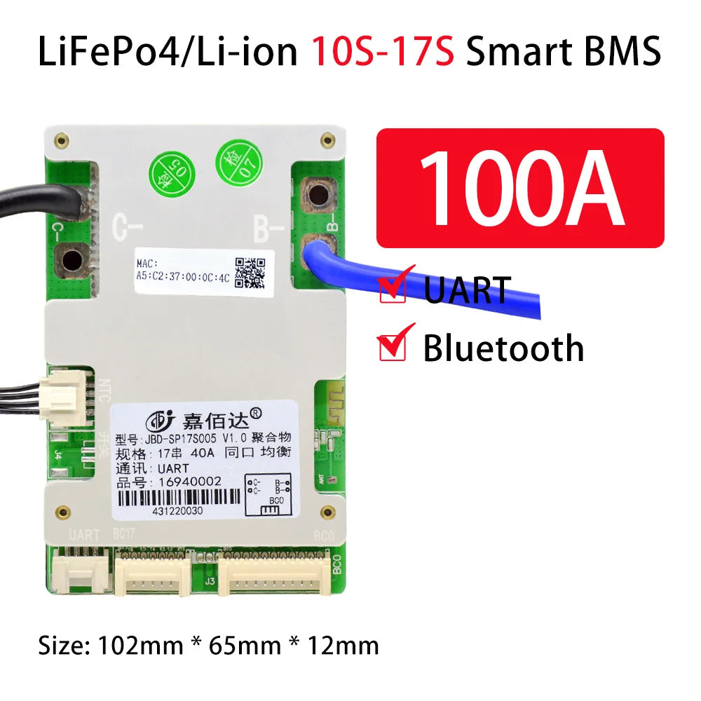 BMS intelligent JBD SP17S005 avec Bluetooth, 10S–17S
