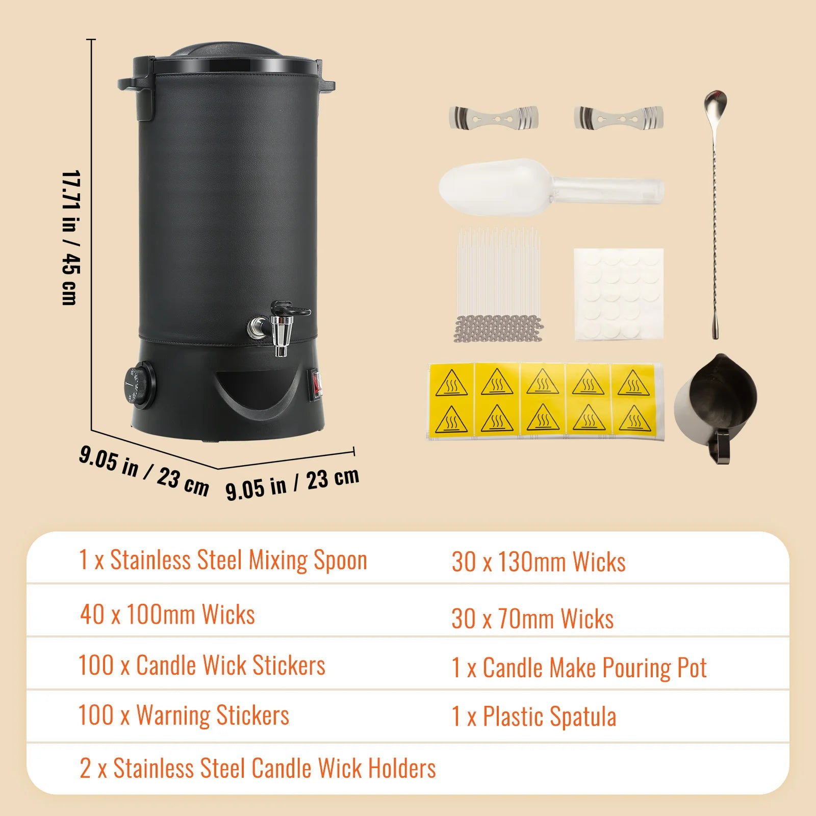 6.5L Wax Melter with Spout & 9-Level Temperature Control