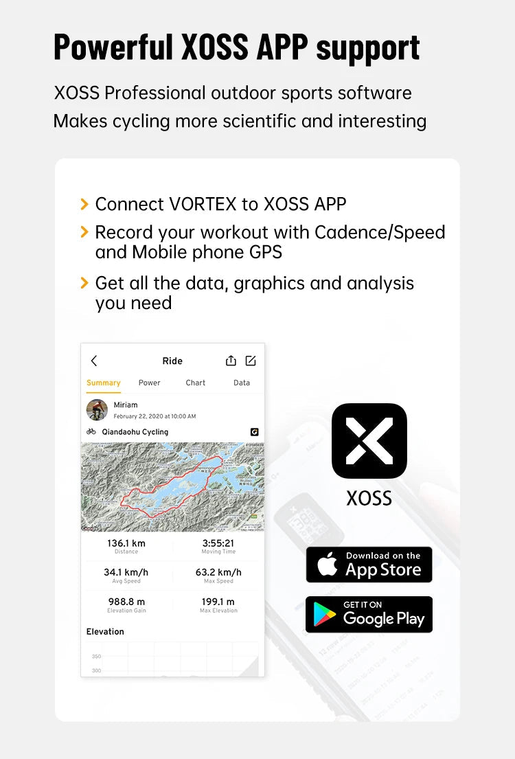 XOSS Vortex Speed Cadence Sensor for Bicycle Computer IPX7 Waterproof 300Hrs Battery Life Bluetooth ANT+ Bike Accessories MTB